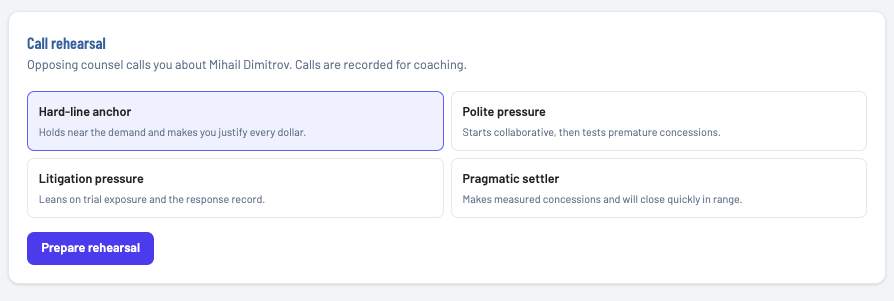 Negotiation (Call) Rehearsal product screenshot
